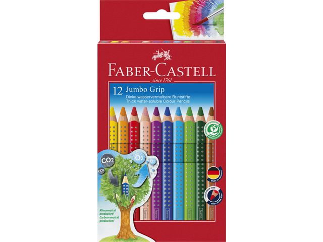 Faber-Castell Färgpenna Jumbo Grip triangelformad pennkropp 12 färger | Skola och förskola - Pennor och tillbehör - Färgpennor - Jumbo | Kontorsexperten