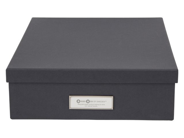 Bigso Box Förvaringsbox med lock kartong A4 grå | Kontorsmaterial - Arkivering och kontorsförvaring - Förvaringslådor | Kontorsexperten