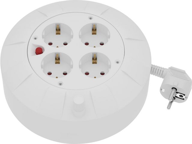 GELIA Strömfördelningsenhet, 4 utgångskontakter, vit | Kontorsmöbler och inredning - Elartiklar - Elkabel | Kontorsexperten