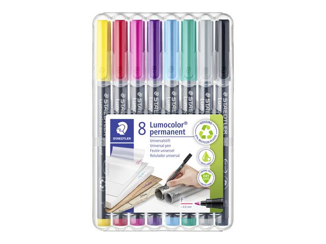 STAEDTLER Lumocolor Universalpenna M P sort.f 8/fp | Kontorsmaterial - Pennor - Overheadpennor | Kontorsexperten