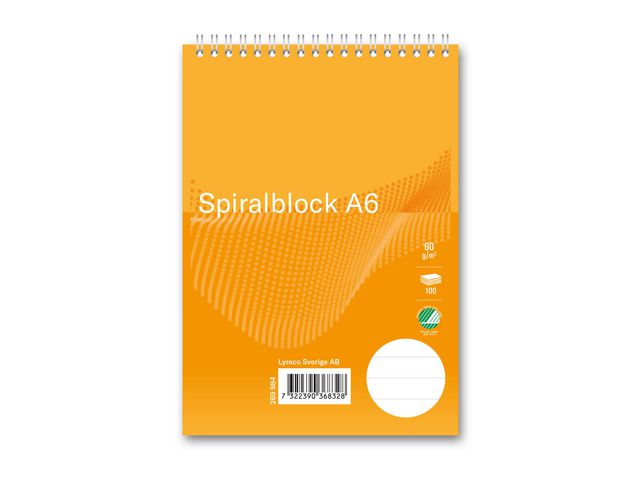 Spiralblock A6 60g 100 Blad linjerat | Kontorsmaterial - Block och anteckningsböcker - Spiralblock | Kontorsexperten