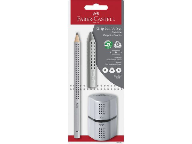 Produktfoto för Faber-Castell Blyertspenna Jumbo Grip Silver set