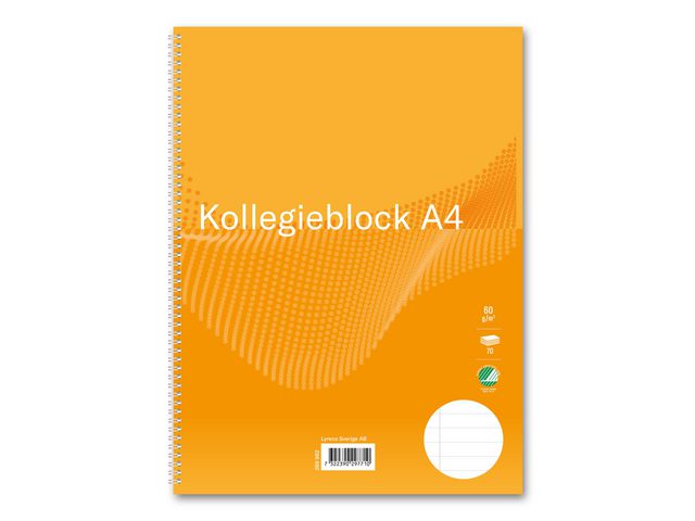 Kollegieblock A4 60g 70 blad linjerat gul | Kontorsmaterial - Block och anteckningsböcker - Kollegieblock | Kontorsexperten