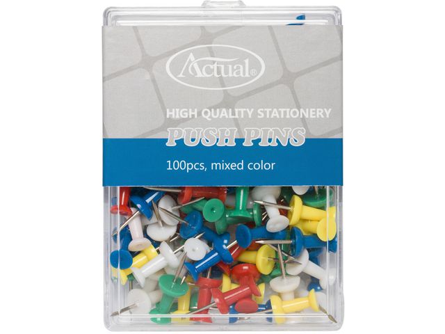 Actual Kartnålar cylinderformade i sorterade färger 100/fp | Kontorsmaterial - Häftstift och kartnålar - Kartnålar | Kontorsexperten