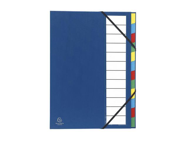Exacompta Sorteringsmapp 12-flik expanderbar blå | Kontorsmaterial - Mappar och plastfickor - Sorteringsmappar | Kontorsexperten
