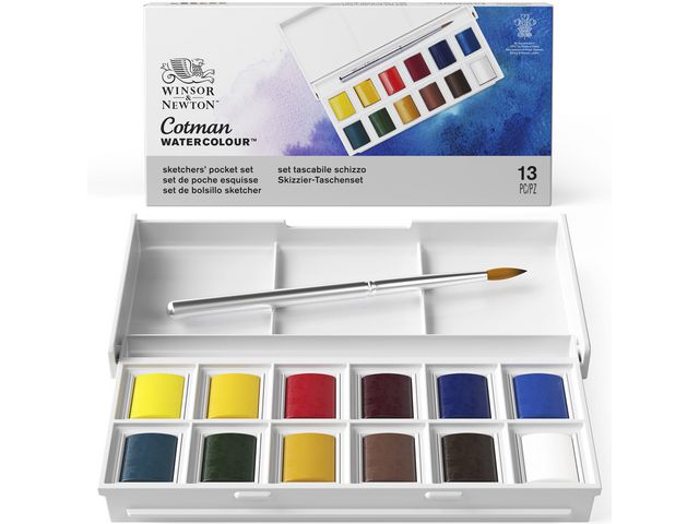 Akvarellfärglåda Cotman 12 färger | Skola och förskola - Målarfärg och tillbehör - Akvarell | Kontorsexperten