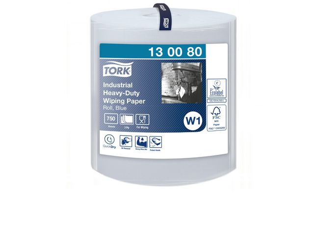 TORK Industritorkrulle Extra Kraftigt W1/2/3 blå | Städ och hygien - Toalettpapper och torkpapper - Industritork | Kontorsexperten