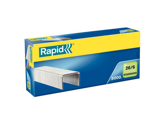 RAPID Häftklammer Strong-klamrar (26/6), 6 mm benlängd, galvaniserat stål 5000/fp | Kontorsmaterial - Till skrivbordet - Häftklammer och tillbehör | Kontorsexperten