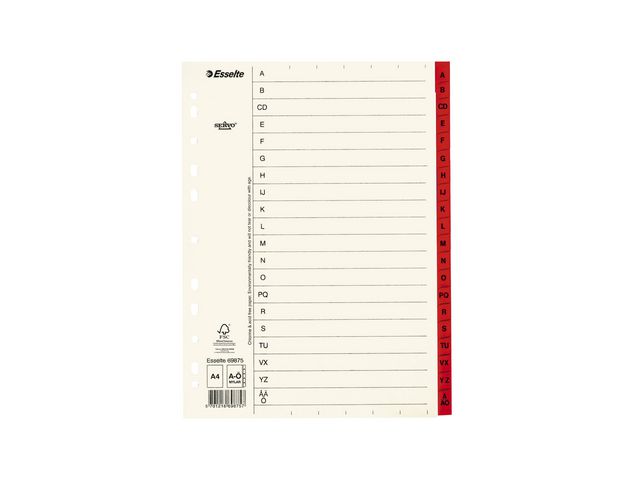 Esselte Pappregister Servo A4 A-Ö röd | Kontorsmaterial - Pärmar och register - Servoregister | Kontorsexperten