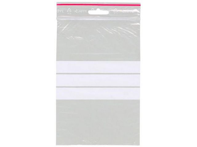 GRIPPIE Blixtlåspåse med skrivfält 120x180mm 1000/fp | Emballage och lagerutrustning - Blixtlåspåsar - Med skrivfält | Kontorsexperten