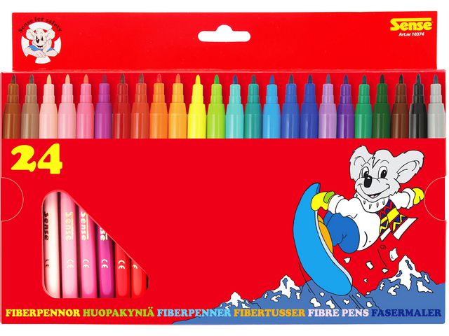 Sense Filtpetspennor, kulspets, olika färger 24/fp | Skola och förskola - Pennor och tillbehör - Fiberpennor - Standard | Kontorsexperten