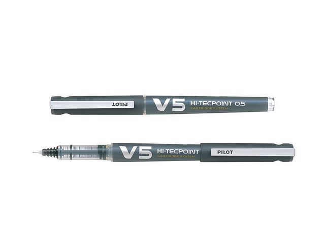 Pilot Begreen Bläckkulpenna, Begreen Hi-Tecpoint V5 rollerballpenna med stift, extra tunn spets på 0,5 mm, svart | Kontorsmaterial - Pennor - Bläckkulpennor | Kontorsexperten