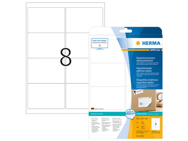 Produktfoto för Herma Etikett Movable 99,1x67,7mm