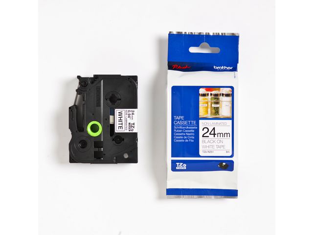 Brother Tape TZEN251 24mm svart på vit | Kontorsmaskiner - Märkmaskiner och tape - Tape - Brother TZ | Kontorsexperten