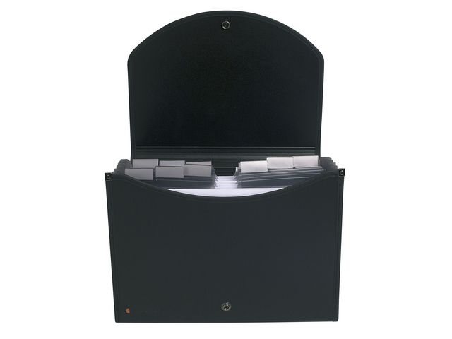 Produktfoto för Exacompta Exacase Exactive® utdragbart arkiv med ergonomiskt handtag, A4, 400 ark, 13 fack, 330 x 260 mm, polypropylen, svart