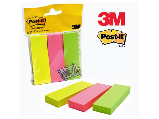 Post-it® Indexflikar 3 färger 25x76mm | Kontorsmaterial - Indexflikar och märkflikar - Indexflikar i papper | Kontorsexperten