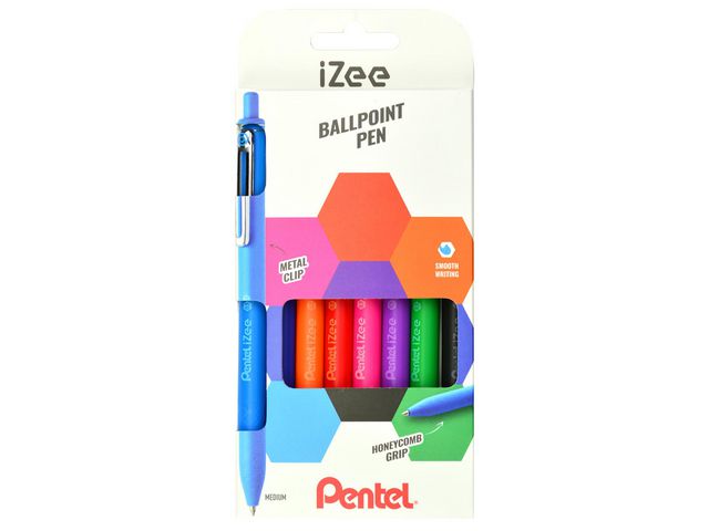 Pentel Kulpenna iZee 0,7 sort.färg 8/fp | Kontorsmaterial - Pennor - Kulpennor | Kontorsexperten