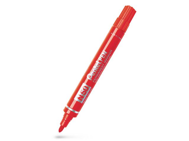 Pentel Märkpenna perm. N50 rund röd | Kontorsmaterial - Pennor - Märkpennor - Rund spets | Kontorsexperten
