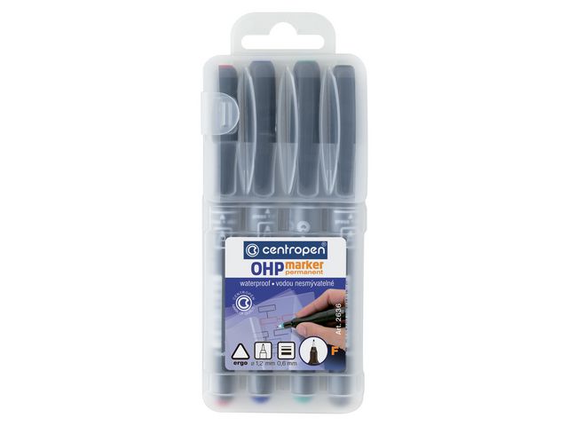 Märkpenna Permanent, tunn spets, 0,6 mm linjebredd, olika färger 4/fp | Kontorsmaterial - Pennor - Overheadpennor | Kontorsexperten