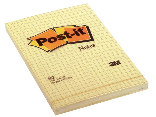 Post-it® Memoblock POST-IT rutat 102x152 gul | Kontorsmaterial - Notes och Post-It - Notes - Extra stora | Kontorsexperten