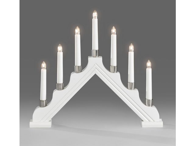 KONSTSMIDE Elljusstake 7 ljus 39x34cm trä vit | Kontorsmöbler och inredning - Lampor och belysning - Ljusstakar | Kontorsexperten