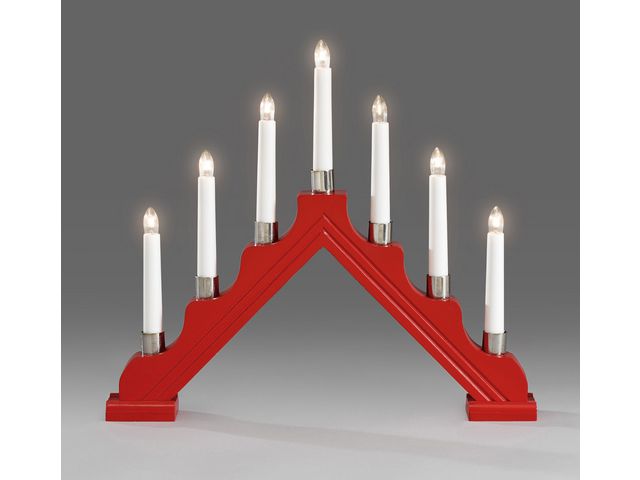 KONSTSMIDE Elljusstake 7 ljus 39x34cm trä röd | Kontorsmöbler och inredning - Lampor och belysning - Ljusstakar | Kontorsexperten