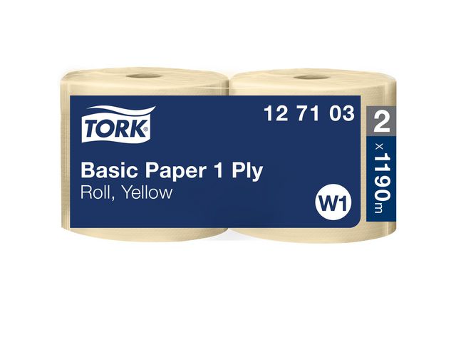 TORK Industritorkrulle Universal W1 1-lags gul 2/fp | Städ och hygien - Toalettpapper och torkpapper - Industritork | Kontorsexperten