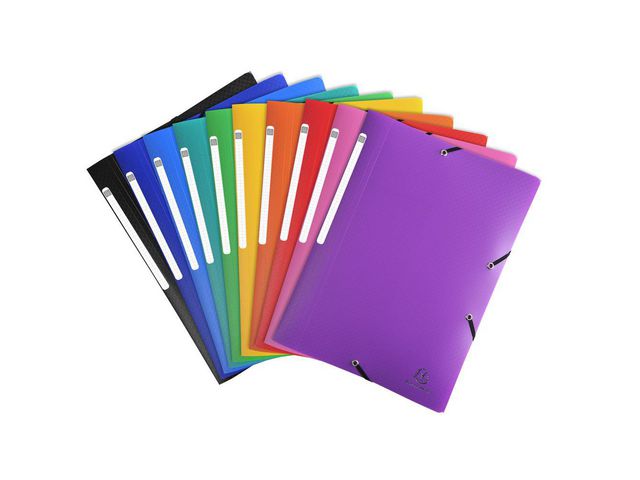 Exacompta Gummibandsmapp 3-klaff A4 PP sorterade | Kontorsmaterial - Mappar och plastfickor - Gummibandsmappar 3-klaff - Plast | Kontorsexperten