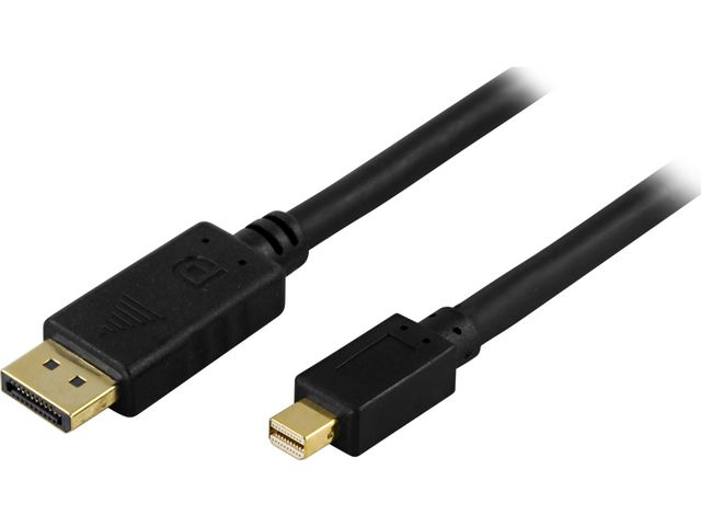 DELTACO DP-1121 DisplayPort-kabel Mini DisplayPort (hane) till DisplayPort (hane) 2 m svart
