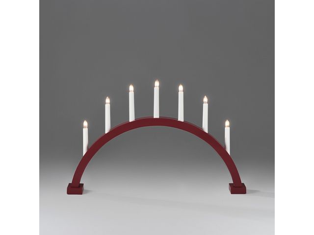 KONSTSMIDE Elljusstake 7 ljus 59x38,5cm trä röd | Kontorsmöbler och inredning - Lampor och belysning - Ljusstakar | Kontorsexperten