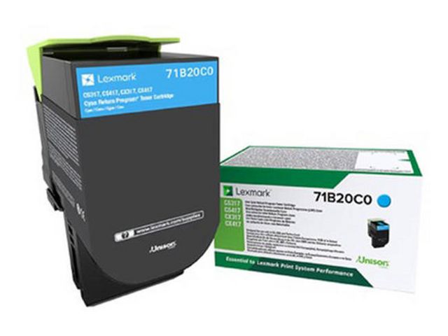 Lexmark Toner 71B20C0 Cyan | Toner och bläck - Tonerkassetter - Toner Lexmark | Kontorsexperten