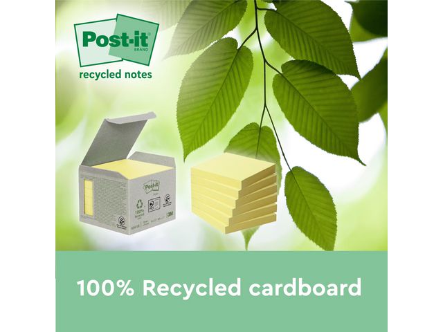 Post-it® Notes Super Sticky 76x76mm Recycled gul 4/fp | Kontorsmaterial - Notes och Post-It - Notes - Extra sticky | Kontorsexperten