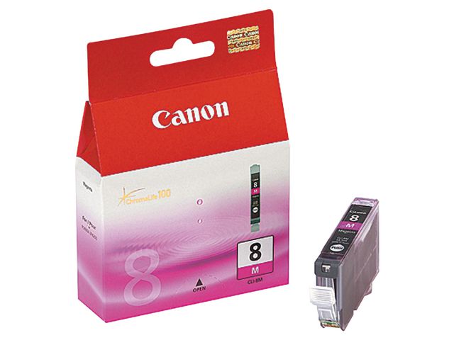 Canon Bläckpatron, PIXMA CLI-8 M, 0622B001, ChromaLife100, magenta, singelförpackning | Toner och bläck - Bläckpatroner - Bläckpatroner Canon | Kontorsexperten