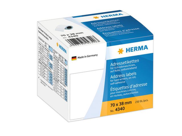 HERMA Adressetikett på rulle 70x38mm 250/rl | Emballage och lagerutrustning - Etiketter och godsmärkning - Adressetiketter | Kontorsexperten