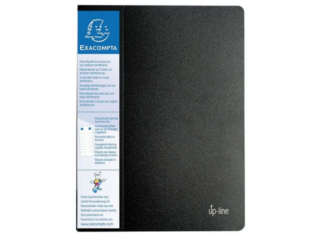 EXACOMPTA Demobok, Up-line A4, 80 fickor, 3-sidig etiketthållare, polypropylen, svart | Kontorsmaterial - Pärmar och register - Demopärmar och demoböcker | Kontorsexperten