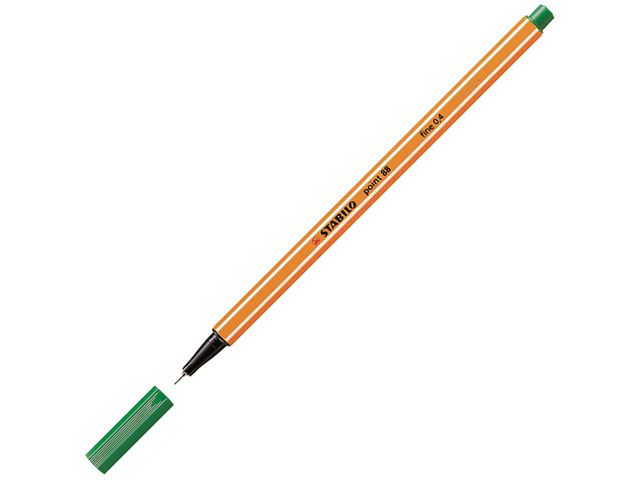 STABILO Fineliner Point 88®, tunn spets, orange pennkropp, grön bläck | Kontorsmaterial - Pennor - Finelinerpennor | Kontorsexperten