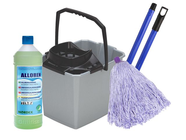 NORDEX Svabbkit hink, garn, skaft, allrengöring 4/fp | Städ och hygien - Moppar och stativ - Svabbar | Kontorsexperten