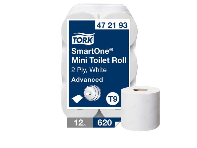 Tork Toalettpapper SmartOne Advanced T9 2-lag 12/fp | Städ och hygien - Toalettpapper och torkpapper - Toalettpapper - rulle | Kontorsexperten