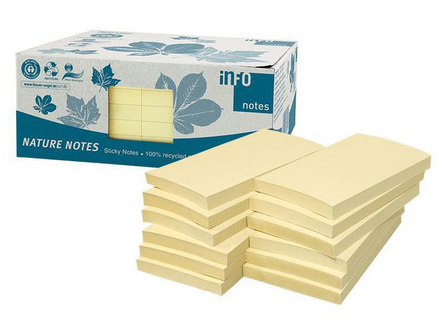 info Notes Nature Recycled 75x125mm gul 12/fp | Kontorsmaterial - Notes och Post-It - Notes - Gula | Kontorsexperten