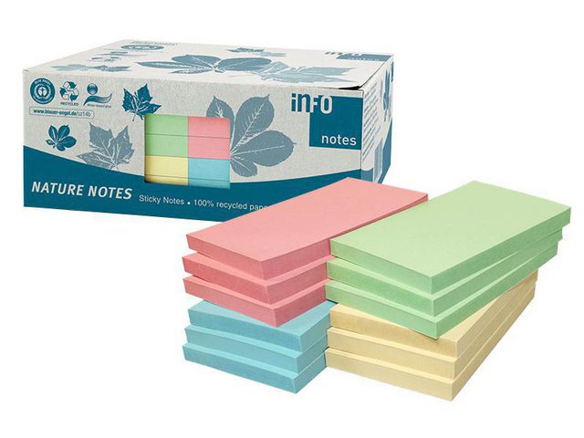 INFO Notes Nature 75x125mm sorterade färger pastell 12/fp | Kontorsmaterial - Notes och Post-It - Notes - Färgade | Kontorsexperten