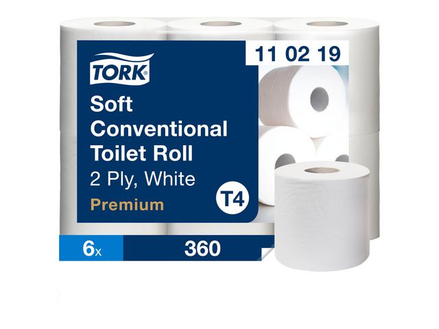 Tork Toalettpapper Premium T4 2-lag vit 6/fp | Städ och hygien - Toalettpapper och torkpapper - Toalettpapper - rulle | Kontorsexperten
