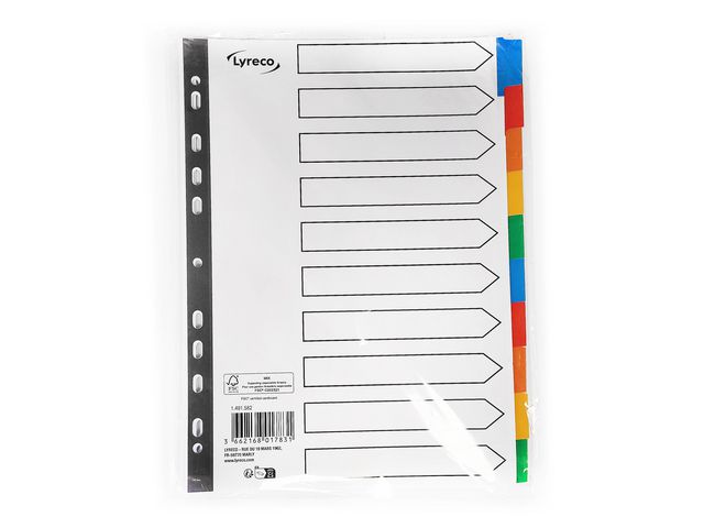 Lyreco Kartongregister A4 10-flik flerfärgad | Kontorsmaterial - Pärmar och register - Kartongregister | Kontorsexperten