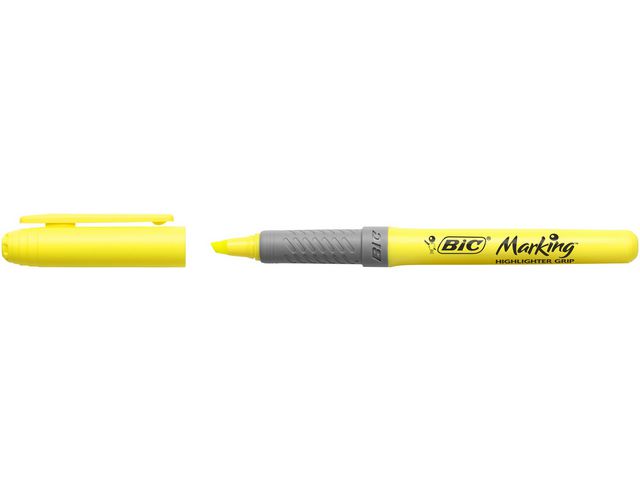 BIC® Överstrykningspenna Brite Liner Grip snedskuren spets, gul | Kontorsmaterial - Pennor - Överstrykningspennor | Kontorsexperten