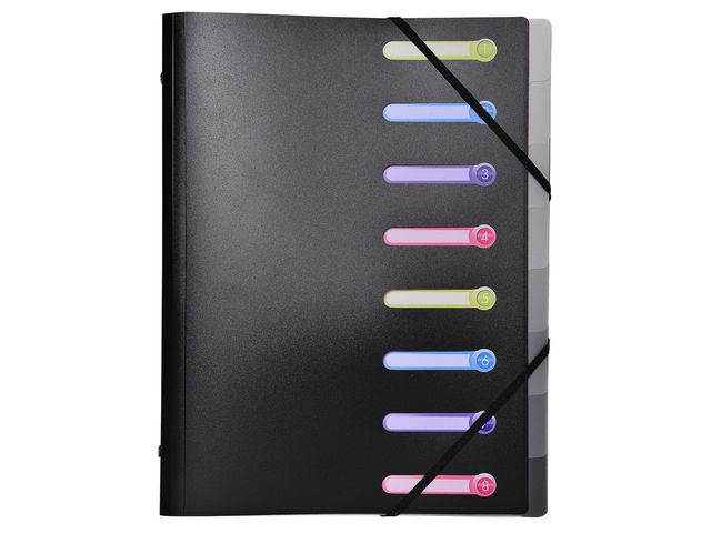 EXACOMPTA Sorteringsmapp PP 8-flik svart | Kontorsmaterial - Mappar och plastfickor - Projektmappar | Kontorsexperten