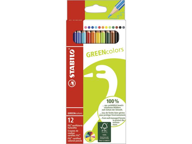 STABILO Färgpenna STABILO GREEN colors 12/fp | Skola och förskola - Pennor och tillbehör - Färgpennor - Akvarell | Kontorsexperten