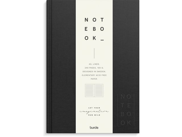 BURDE Anteckningsbok A5 textil linjerad svart | Kontorsmaterial - Block och anteckningsböcker - Anteckningsböcker | Kontorsexperten