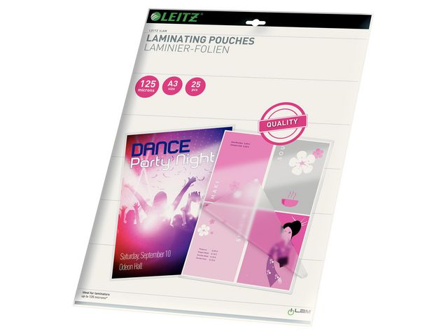 LEITZ Laminat A3 125mic klar 25/fp | Kontorsmaskiner - Laminering - Laminat - A3 | Kontorsexperten