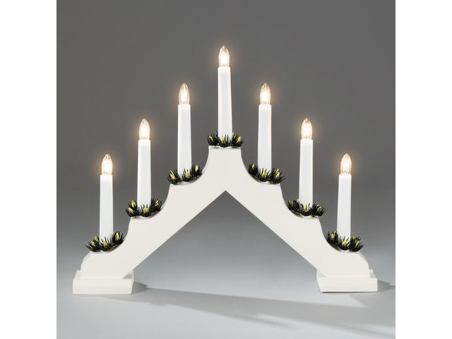 KONSTSMIDE Elljusstake 7 ljus 39x32cm trä vit | Kontorsmöbler och inredning - Lampor och belysning - Ljusstakar | Kontorsexperten