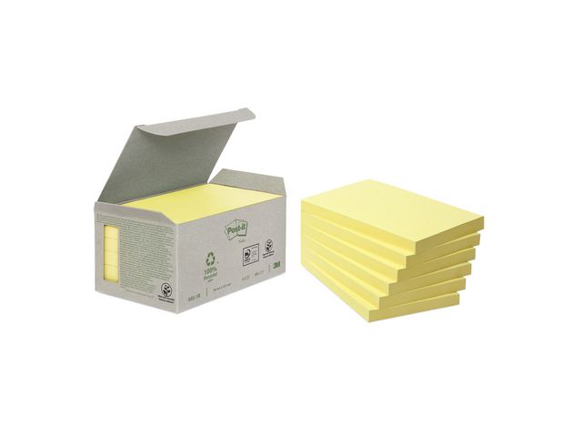 Post-it® Mini Tower-förpackning med återvunna Sticky Notes-notislappar, 76 x 127 mm, gula, 100 ark 6/fp | Kontorsmaterial - Notes och Post-It - Notes - Gula | Kontorsexperten