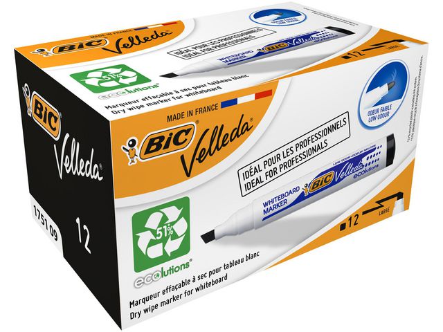 BiC Velleda Whiteboardpenna Velleda® 1751 snedskuren spets, 3,7–5,5 mm linjebredd, svart | Kontorsmaterial - Pennor - Whiteboardpennor - Skuren spets | Kontorsexperten